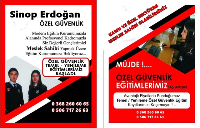 Sinop Erdoğan özel güvenlik kurumu kayıtları devam ediyor