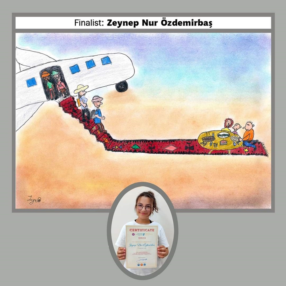 GENÇ KARİKATÜRİSTLERE ULUSLARARASI SERTİFİKA zeynep onur