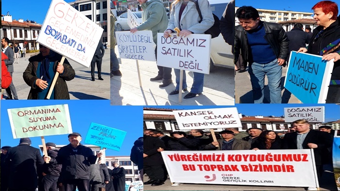 Boyabat Belediye Meydanı'nda düzenlenen kitlesel protesto ile ilçede yapılması planlanan