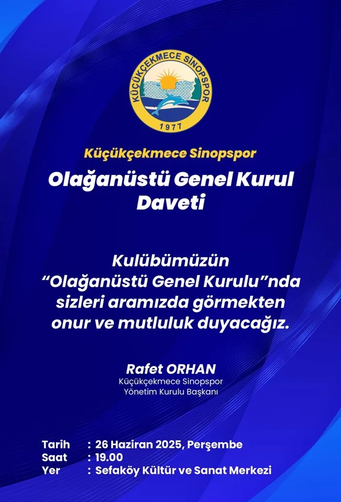 Küçükçekmece Sinopspor Olağanüstü Genel Kurul Duyurusu