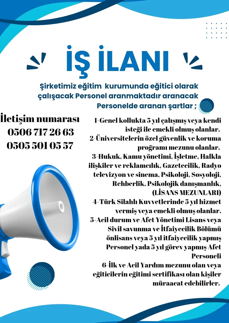 Erdoğan Güvenlik Şirketi bünyesinde çalıştırılmak üzere ilandaki pozisyonunda personel alımı yapılacaktır.